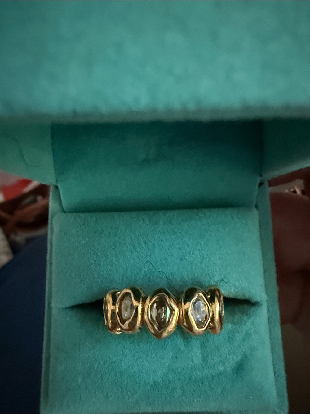 Alexis Bittar Gold Tone Trilogy Marquise Ring with Clear Stones -